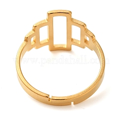女性用中空長方形 304 ステンレススチール 調節可能リング  18KGP本金メッキ  15mm  内径：18mm&nbsp;RJEW-N048-01G