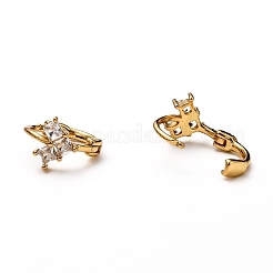 Brass Micro Pave Clear Cubic Zirconia Huggie Hoop Earrings&nbsp;EJEW-H121-20G