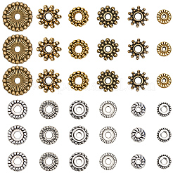 240個12スタイルアロイスペーサービーズ  混合図形  ミックスカラー  6~9x1~3mm  穴：1~2.5mm  20個/スタイル&nbsp;TIBEB-SC0001-45