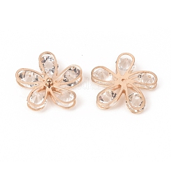 ガラスラインストーンカボション  合金のパーツと  花  ライトゴールド  27x27x6mm&nbsp;ALRI-TAC0002-02KCG