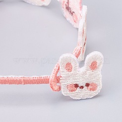 女の子のための刺繡ブレスレット  兎  ピンク  7-7/8インチ（20cm）&nbsp;BJEW-H535-02