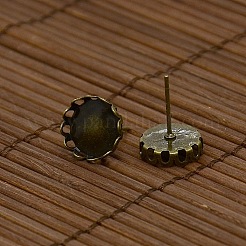9.5~10x5~6mm Dome Transparent Glass Cabochons and Antique Bronze Brass Ear Stud Findings for DIY Picture Stud Earrings&nbsp;DIY-X0178-AB