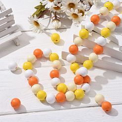 160Pcs 4 Colors Farmhouse Country and Rustic Style Painted Natural Wood Beads&nbsp;WOOD-LS0001-01L