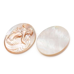 Natural Yellow Shell Carved Cabochons&nbsp;SHEL-G024-02B