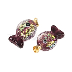 Handmade Dichroic Foil Lampwork Pendants&nbsp;X1-DICH-G001-01G-10