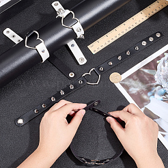 4Pcs 4 Styles Adjustable Gothic PU Leather Alloy Heart Spike Rivet Choker Necklaces for Women&nbsp;NJEW-CL0001-18