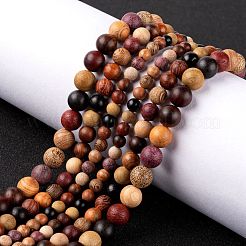 3 Style Natural Wood Beads Strands&nbsp;WOOD-LS0001-34