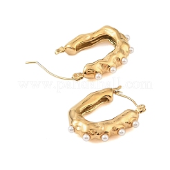 Ion Plating(IP) 304 Stainless Steel with ABS Imitation Pearl Stud Earrings for Women&nbsp;EJEW-N055-23G