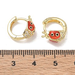 Brass Micro Pave Cubic Zirconia Hoop Earring&nbsp;KK-CBA98BA-09G-A