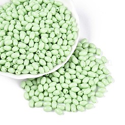 焼付塗装ガラスシードビーズ  オーバル  淡緑色  7x4~4.5mm  穴：0.9mm  約2500個/ポンド&nbsp;SEED-T007-15J