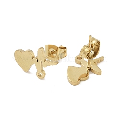 Heartbeat Ion Plating(IP) 304 Stainless Steel Stud Earring Findings&nbsp;STAS-I206-104G