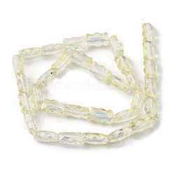 電気メッキガラスビーズセット  長方形  ハーフリアンボウメッキ  多面カット  淡黄色  12.5x8x5.5mm  穴：1.2mm  約32個/連  15.98インチ（40.6cm）&nbsp;EGLA-L045-F-HR02