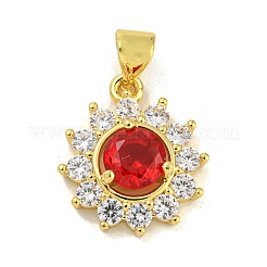 Flower Rack Plating Brass Micro Pave Cubic Zirconia Pendants&nbsp;KK-G513-92G