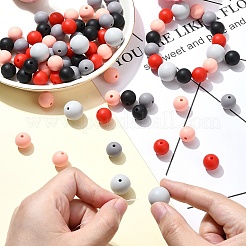 シリコンビーズ  DIYネックレスとブレスレットの作り方  ラウンド  カラフル  9.5~12mm  穴：2mm  5色  18個/カラー&nbsp;SIL-YW0001-40B