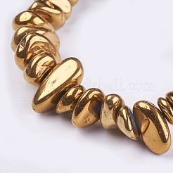 電気メッキ天然石クオーツクリスタルビーズ連売り  ナゲット  ゴールド  10~23x3~10x8~13mm  穴：1mm  14.76インチ〜15.35インチ（37.5~39cm）&nbsp;X-G-I201-B04