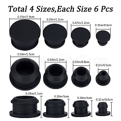 24種類のスタイルシリコンボトルシールプラグ4個  再利用可能な交換用ボトルストッパー  ブラック  9~19x8~11mm  ピン：5~15mm  6個/スタイル&nbsp;AJEW-GF0008-10B-01