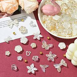DIYジュエリー作りキット  不透明アクリルビーズとペンダント  混合形状  ホワイト  5.5~22x5.5~27x3~9mm  穴：1~1.8mm  約20g /セット  20~25個/セット&nbsp;MACR-CJC0004-20H