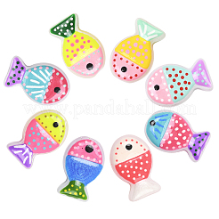 16色塗装ガラスビーズ8個  魚  エナメル  ミックスカラー  20x13x5.5mm  穴：1.4mm  2個/カラー&nbsp;LAMP-PA0001-38