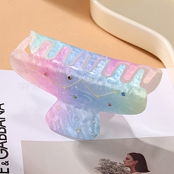 星空模様のセルロースアセテート爪ヘアクリップ  カラフル  50x100x34mm&nbsp;PW-WGE0265-01