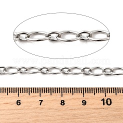 304ステンレススチール楕円リンクチェーン  溶接されていない  スプールで  ステンレス鋼色  8.5x5.5x1mm&nbsp;CHS-C018-04P