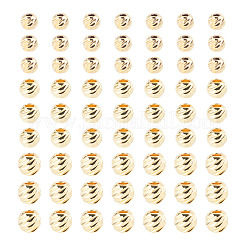 90Pcs 3 Styles Corrugated Round Brass Beads&nbsp;KK-TA0008-93