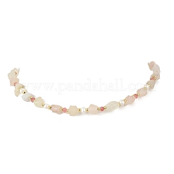 Raw Natural Madagascar Rose Quartz & Dyed Pink Faceted Rondell Malaysia Jade & Pearl Beaded Necklaces for Women&nbsp;NJEW-JN06590