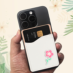 PUレザー製携帯電話背面粘着カードホルダー10個  長方形  桃パフ  9.7x6.6x0.15cm&nbsp;AJEW-SP0002-95A