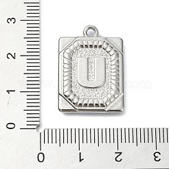 変色防止304ステンレススチールペンダント  文字チャーム付きの長方形  U字  24.5x18x3mm  穴：1.8mm&nbsp;STAS-U033-01P-U