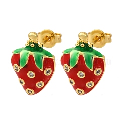 Brass Micro Pave Cubic Zirconia Stud Earrings&nbsp;EJEW-D322-05G-01