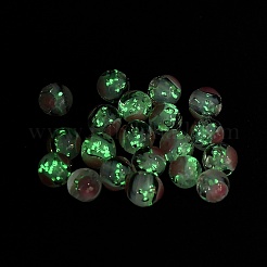 手作りランプワークビーズ  蓄光ビーズ  ハート付きのラウンド  暗闇で光る  ピンク  10mm  穴：1.8mm&nbsp;LAMP-B030-01A