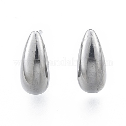 変色しない304ステンレススチール製ティアドロップスタッドピアス（女性用）  ステンレス鋼色  10x4.5mm  ピン：0.7mm&nbsp;EJEW-N052-01P