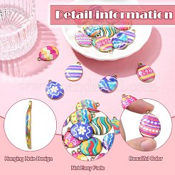 28本14色プリントアロイペンダント  エッグチャーム  ミックスカラー  23x17x3mm  穴：1.6mm  2個/カラー&nbsp;FIND-CJ0002-88