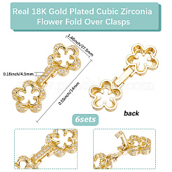 6Pcs Brass Micro Pave Clear Cubic Zirconia Fold Over Clasps&nbsp;KK-BBC0018-72