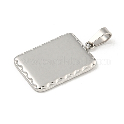 変色しない304ステンレススチールペンダント  長方形のチャーム  ステンレス鋼色  23x15x2mm  穴：5x3mm&nbsp;STAS-F307-33P