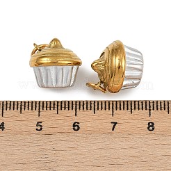 304ステンレスペンダント  丸カン付き  食品のテーマ  ゴールデン＆シルバー  ケーキ  14x14mm  穴：4mm&nbsp;LS-STAS-B096-02GS-01