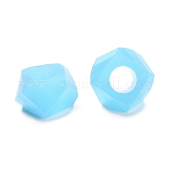 レジンヨーロピアンビーズ  大穴ビーズ  多面カット  ポリゴン  ライトスカイブルー  13~13.5x8mm  穴：5.7mm&nbsp;RESI-B020-02B