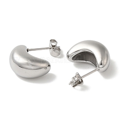 304ステンレススチール製ムーンスタッドピアス（女性用）  ステンレス鋼色  15x8mm&nbsp;EJEW-S237-01A