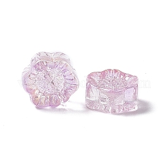 電気メッキガラスビーズ  金箔  ヒマワリ  ジュエリー作りのための  蘭  12.5x11.5x6mm  穴：1mm&nbsp;GLAA-G090-01E