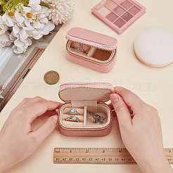 Portable Travel Rectangle PU Leather Jewelry Set Storage Zipper Boxes&nbsp;LBOX-WH0007-001A