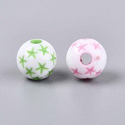 不透明なアクリルビーズ  ヒトデとのラウンド  染め  ミックスカラー  7.5mm  穴：2mm  約2080個/500g&nbsp;OACR-N150-06