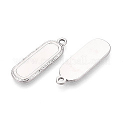 304ステンレススチールペンダントカボションセッティング  長方形  ステンレス鋼色  28x10x2mm  穴：1.8mm  トレイ：20.5x6mm&nbsp;STAS-N108-61P