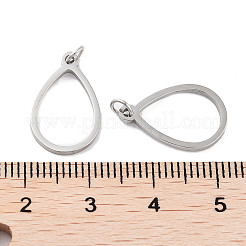 変色しない304ステンレススチールペンダント  レーザー切断  丸カン付き  ステンレス鋼色  ティアドロップ  17x11x1mm  穴：2mm&nbsp;STAS-G324-01F-P