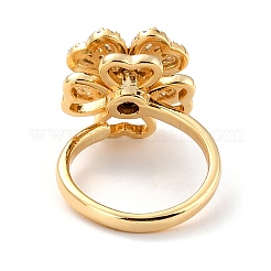 Clover Cubic Zirconia Rotatable Cuff Ring for Calming Worry Meditation&nbsp;RJEW-P025-05