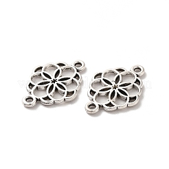 チベットスタイルの合金コネクタチャーム  花のリンク  ニッケル  アンティークシルバー  15x21x1.5mm  穴：1.5mm  約500個/500g&nbsp;TIBE-B001-51AS