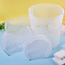 4スタイルのプラスチックメッシュキャンバスシート  バケツバッグの作り方テンプレート  毛糸作りに  ニットとかぎ針編みのプロジェクト  ホワイト  55~520x110~295x1.5~2mm&nbsp;DIY-TA0015-42