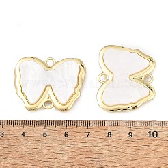 合金アクリルコネクタチャーム  白いリボンのリンク  ゴールドカラー  27.5x34x5mm  穴：3mm&nbsp;AL-E003-09G