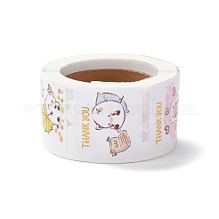 粘着ありがとうステッカーロール  四角い紙ギフト画像ステッカー  言葉  3.3x5.9cm&nbsp;DIY-M035-03F