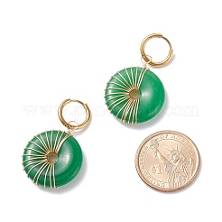 Donut Natural Malaysia Jade Dangle Hoop Earrings&nbsp;EJEW-JE04746