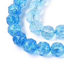 クラックル透明ガラスビーズ連売り  模造ゼリー  ラウンド  多面カット  ライトスカイブルー  7.5~8mm  穴：0.8~1.5mm  約48~49個/連  13.98~14.57インチ（35.5~37cm）&nbsp;GLAA-Q108-02A-03