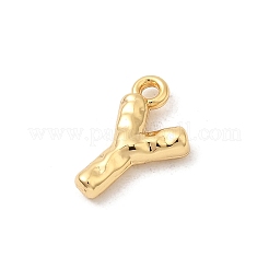真鍮製チャーム  ニッケルフリー  18KGP本金メッキ  文字y  13x8x2.5mm  穴：1.4mm&nbsp;KK-P340-01G-Y